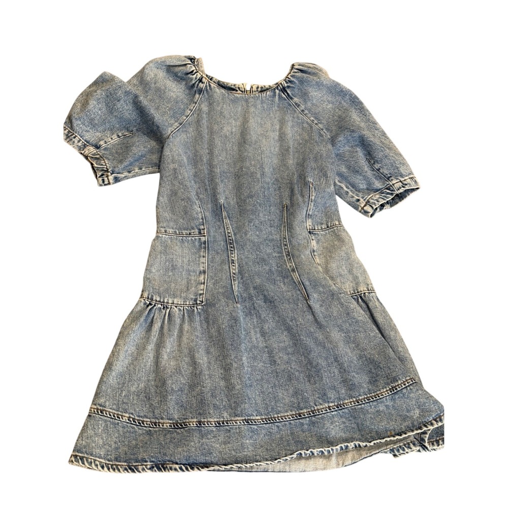 Jonathan Simkhai holland Denim Mini Dress Light Wash Puff Sleeve Organic  s‎ m - Picture 8 of 16